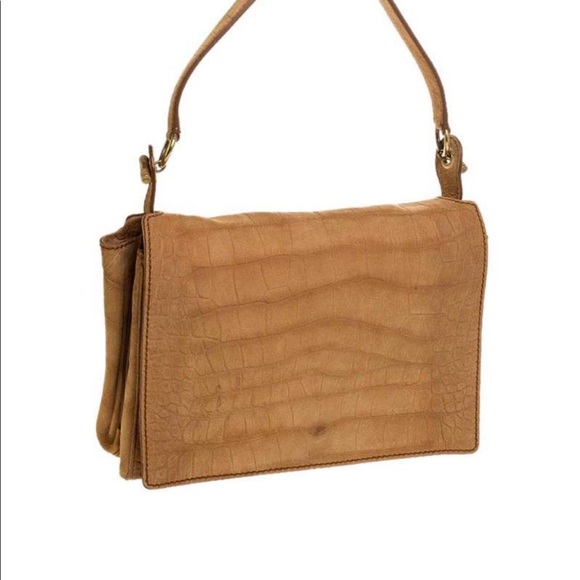 ***SOLD*****YSL Saint Laurent Nubuck Leather Croc Embossed Catwalk Bag - Picture 10 of 14